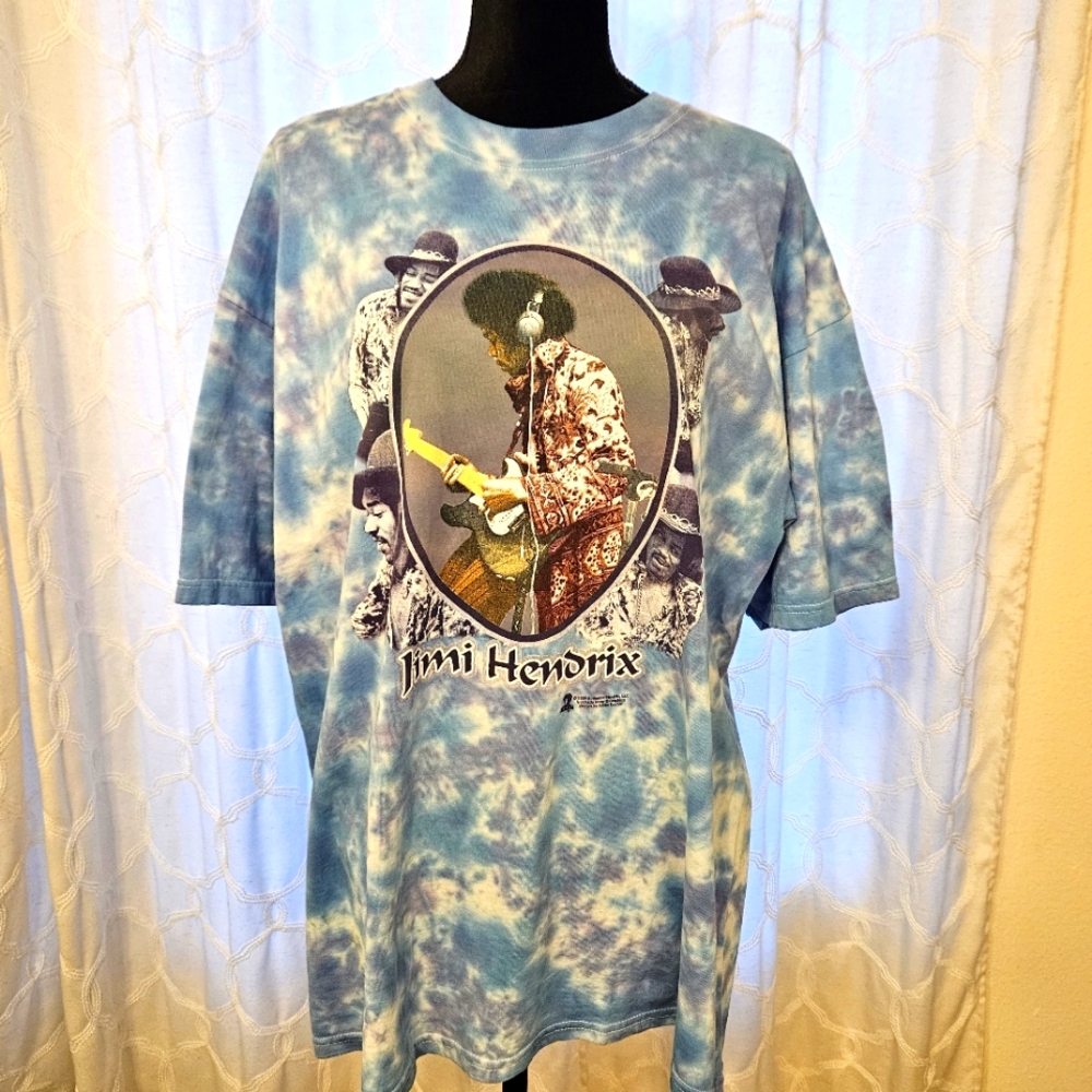 Vintage Jimi Hendrix Gypsy Eyes, Double Sided Mens T-Shirt XL, Light Blue, RARE